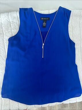 INC International Concepts Cobalt Blue Zip-Front Sleeveless Top
